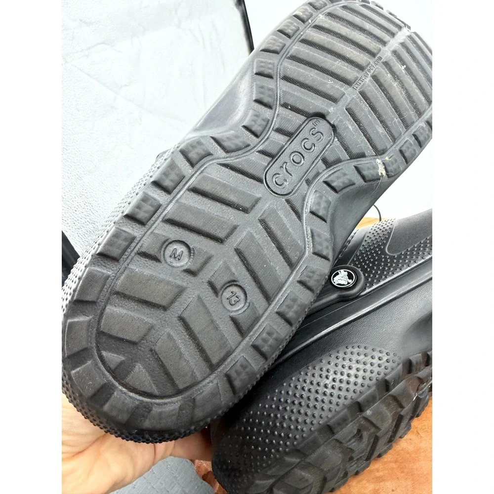 Crocs Classic Lined Neo Puff Boot Mens Size 13 Black Insulated Faux Fur Clog